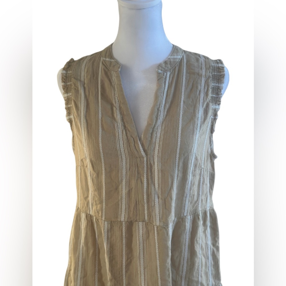mi ami Beige Striped Sleeveless Tiered Mini Dress - Picture 3 of 4